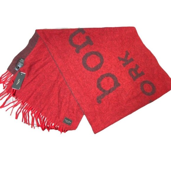 RAG & BONE Addison Skinny recycled wool women winter scarf - RED Preppy Luxury - Picture 4 of 5
